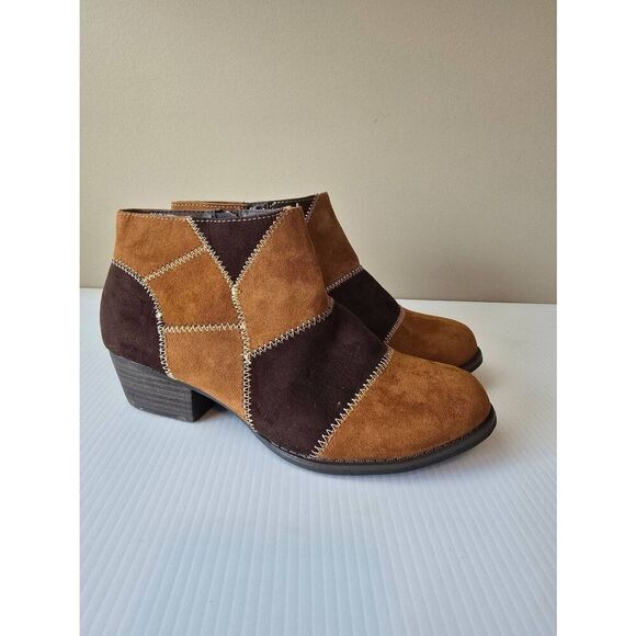 Hot Tomato Booties Suede Patchwork Sz 8M - Picture 1 of 6